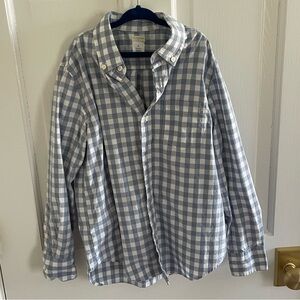 J. Crew Blue and White Gingham Button-Down Shirt